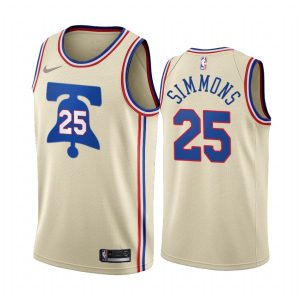 Basketball Jersey 2020-21 Philadelphia 76ers #25 Ben Simmons Earned Edition Cream Swingman Jersey 169895