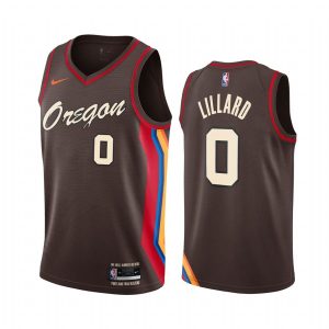 Basketball Jersey 2020-21 Portland Trail Blazers #0 Damian Lillard City Edition Chocolate Swingman Jersey Black 169259