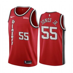 2020-21 Portland Trail Blazers #55 Derrick Jones Jr. Basketball Jersey Classic Edition Red Swingman Jersey Blue 171709