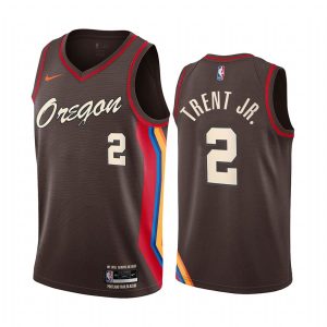 2020-21 Portland Trail Blazers #2 Gary Trent Jr. Basketball Jersey City Edition Chocolate Swingman Jersey Black 169309