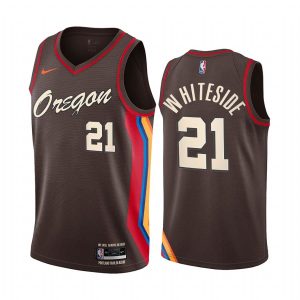 2020-21 Portland Trail Blazers #21 Hassan Whiteside City Edition Chocolate Swingman Jersey Basketball Jersey White 169284