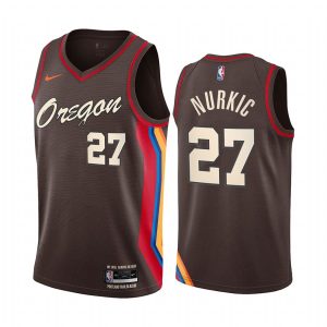 Basketball Jersey 2020-21 Portland Trail Blazers #27 Jusuf Nurkic City Edition Chocolate Swingman Jersey Black 169300