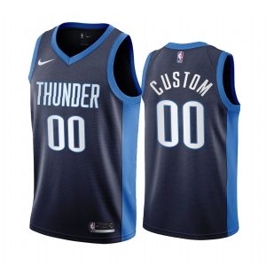 2020-21 Oklahoma City Thunder #00 Custom Earned Edition Navy Swingman Jersey 171175