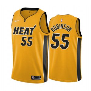 Basketball Jersey 2020-21 Miami Heat #55 Duncan Robinson Earned Edition Yellow Swingman Jersey Orange 169967