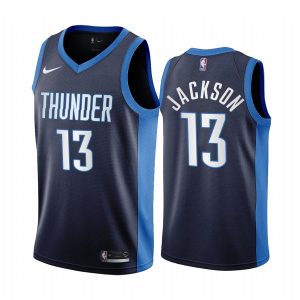 2020-21 Oklahoma City Thunder #13 Frank Jackson Earned Edition Navy Swingman Jersey 171159