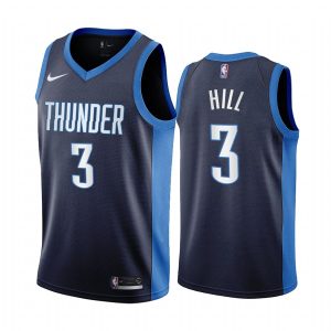 2020-21 Oklahoma City Thunder #3 George Hill Earned Edition Navy Swingman Jersey Cream 171143