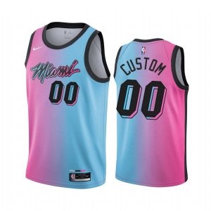 Basketball Jersey 2020-21 Miami Heat #00 Custom City Edition Blue Pink Swingman Jersey Black 169002