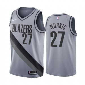 2020-21 Portland Trail Blazers Basketball Jersey #27 Jusuf Nurkic Earned Edition Gray Swingman Jersey 171079