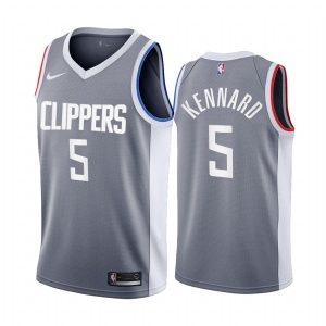 Basketball Jersey 2020-21 LA Clippers #5 Luke Kennard Earned Edition Gray Swingman Jersey 170988