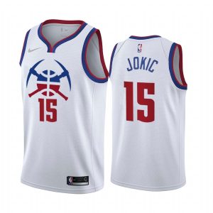 2020-21 Denver Nuggets #15 Nikola Jokic Earned Edition White Swingman Jersey Basketball Jersey 170515