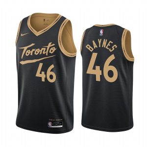 Basketball Jersey 2020-21 Toronto Raptors #46 Aron Baynes City Edition Black Swingman Jersey Grey 168995