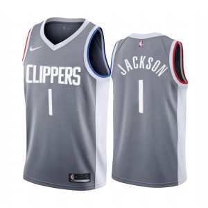 Basketball Jersey 2020-21 LA Clippers #1 Reggie Jackson Earned Edition Gray Swingman Jersey 171044