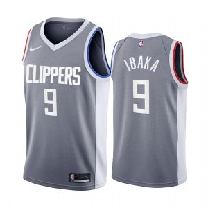 Basketball Jersey 2020-21 LA Clippers #9 Serge Ibaka Earned Edition Gray Swingman Jersey 170971