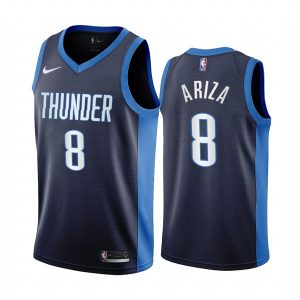 2020-21 Oklahoma City Thunder #8 Trevor Ariza Earned Edition Navy Swingman Jersey Blue 171373