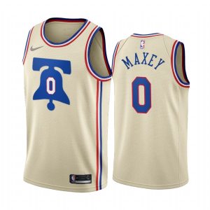 Basketball Jersey 2020-21 Philadelphia 76ers #0 Tyrese Maxey Earned Edition Cream Swingman Jersey 169879