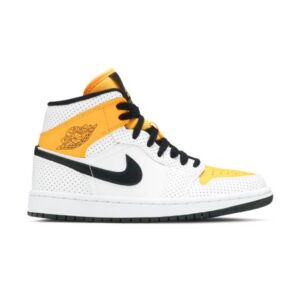 Wmns Air Jordan 1 Mid Perforated – White University Gold BQ6472 107