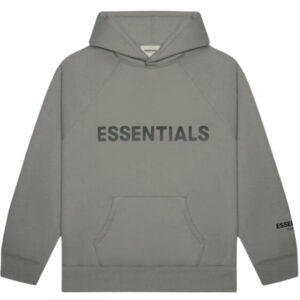 FEAR OF GOD ESSENTIALS 3D Silicon Applique Pullover Hoodie Gray Flannel/Charcoal White 211668