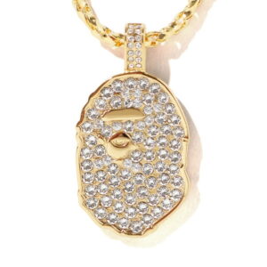 BAPE Rhinestone Ape Head Necklace Gold gold 240000