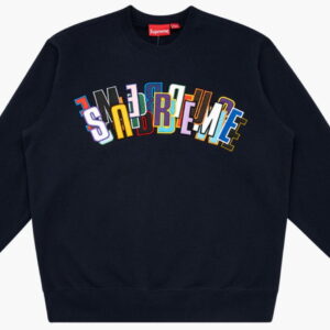 Supreme Stacked Crewneck Sweatshirt Navy blue SS21SW76 NAVY