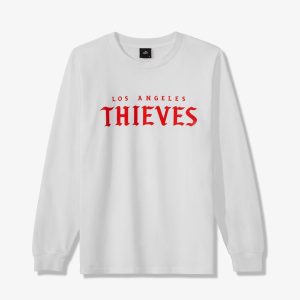 100 Thieves LA Thieves Signature LS Tee White White 259949