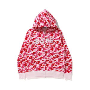 BAPE ABC Camo BAPE Swarovski Full Zip Hoodie Pink rose red 231202