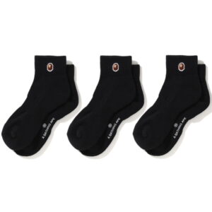 Sports socks BAPE Ape Head One Point Ankle Socks (3pack) Black Grey 251087