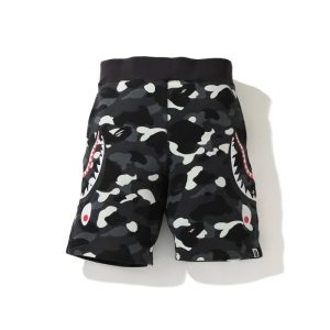 Sports shorts BAPE City Camo Shark Sweat Shorts Black White 248381