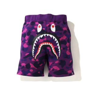 BAPE Color Camo Shark Sweat Shorts (SS21) Purple Black 245322