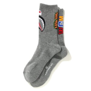 Sports socks BAPE Shark Socks Gray Cream 250621