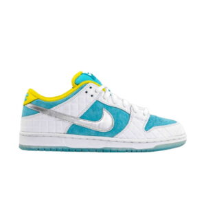 FTC x Nike Dunk Low SB Lagoon Pulse White/Lagoon Pulse/Metallic Silver/Speed Yellow DH7687 400