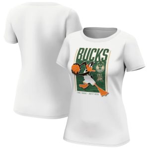 Milwaukee Bucks Fanatics Branded Space Jam Tune Squad Daffy Duck T-Shirt – Womens White 254132