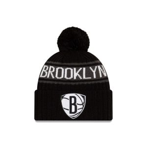 New Era Brooklyn Nets 2021 Draft Edition Pom Knit NBA Beanie Black 259752