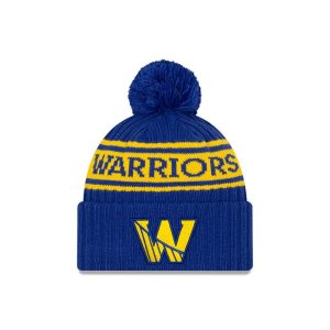 New Era Golden State Warriors 2021 Draft Edition Pom Knit NBA Beanie Navy-yellow 259711