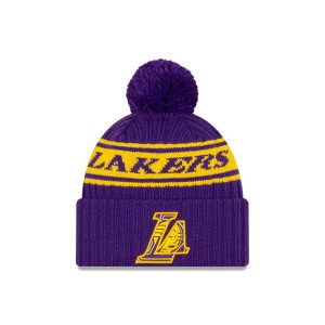 New Era Los Angeles Lakers 2021 Draft Edition Pom Knit NBA Beanie Black 259898