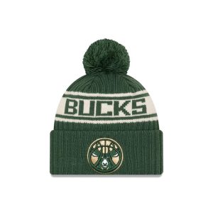 New Era Milwaukee Bucks 2021 Draft Edition Pom Knit NBA Beanie Green 259784