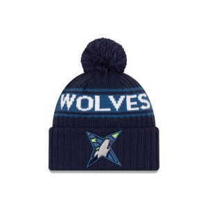 New Era Minnesota Timberwolves 2021 Draft Edition Pom Knit NBA Beanie Navy 260846