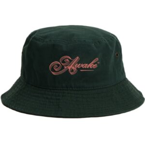 Panama Awake Ribbon Script Logo Bucket Hat Dark Green Blue 285506