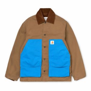 Jacket Awake x Carhartt WIP Michigan Chore Coat Brown White 280137