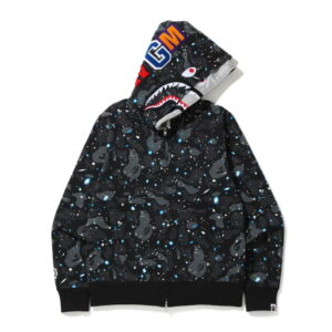 BAPE Space Camo Shark Full Zip Double Hoodie Black Multi Black 273742