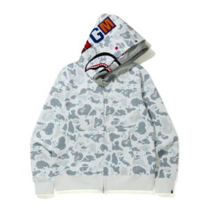 BAPE Space Camo Shark Full Zip Double Hoodie White Multi White 273768