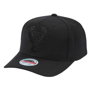 Mitchell & Ness Milwaukee Bucks All-Black Classic Red A-Frame NBA Snapback Hat Black 278750