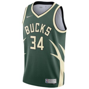 Nike Giannis Antetokounmpo Milwaukee Bucks Basketball Jersey 2021 Earned Edition NBA Swingman Jersey Cream 277948