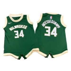 Nike Giannis Antetokounmpo Milwaukee Bucks Basketball Jersey 2021 Icon Edition Infant NBA Jersey Onesie Cream 278575