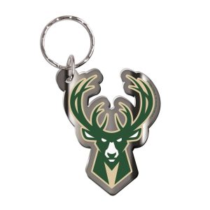 Wincraft Milwaukee Bucks Premium Freeform Team Logo NBA Keyring Green 278013