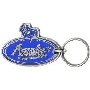 Awake Bulldog Metal Keychain Blue Brown 291541