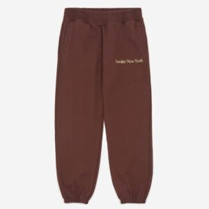 Awake Classic Outline Logo Paneled Embroidered Sweatpant Brown White 289823