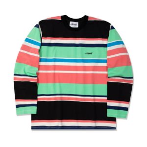 Awake Embroidered Logo Engineered Stripe L/S T-shirt Black White 289237