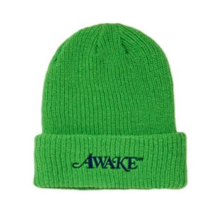 Awake Loose Gauge Classic Logo Beanie Hat Green White 287271