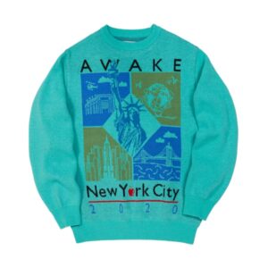 Awake Nyc Borough Sweater Teal White 285622