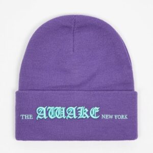 Awake Old English Logo Beanie Violet Baseball Cap Cream AWK F20 BN002 VIOLET